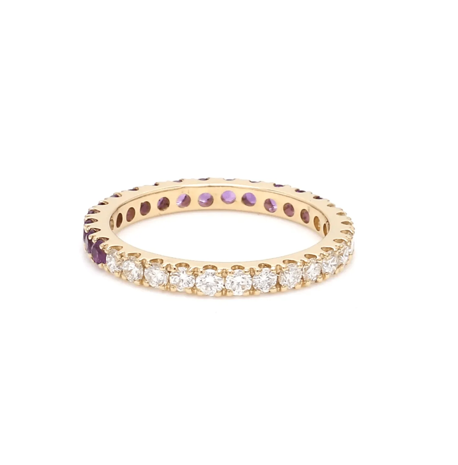 14K & 18K Ombre Amethyst & Diamond Eternity Ring