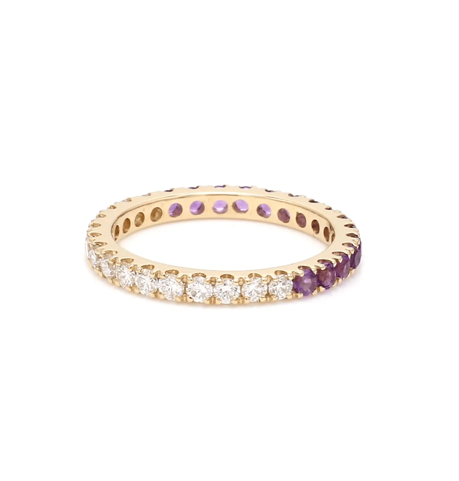 14K & 18K Ombre Amethyst & Diamond Eternity Ring