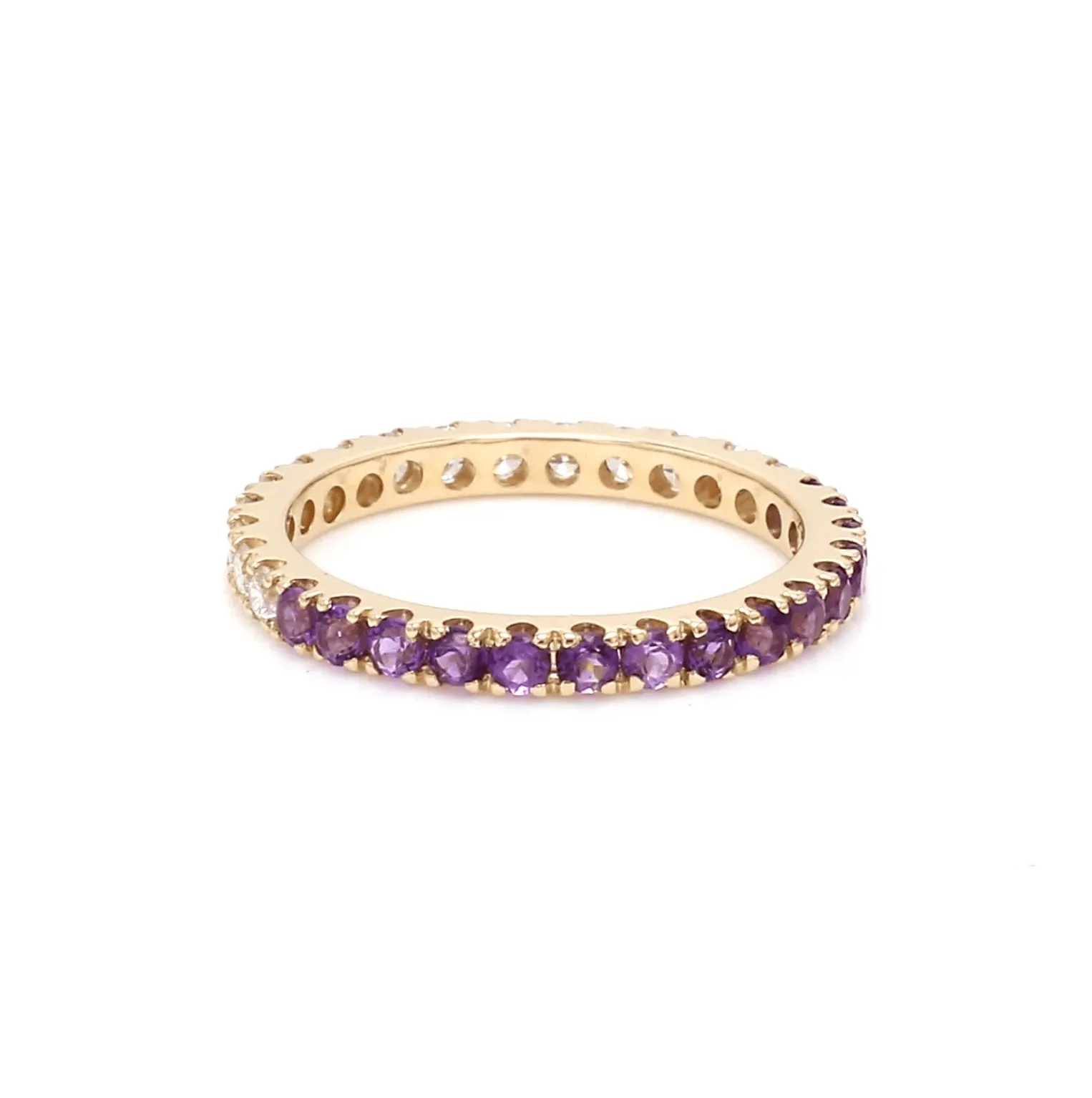 14K & 18K Ombre Amethyst & Diamond Eternity Ring