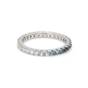 14K & 18K Ombre Blue Topaz & Diamond Eternity Ring