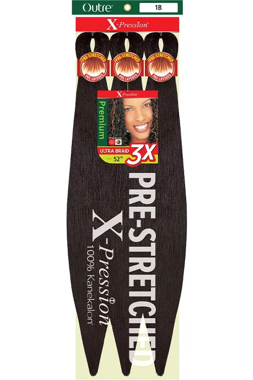 5 PACK OFFER X-PRESSION PRE-STRETCHED BRAIDS 3X 52" 1B