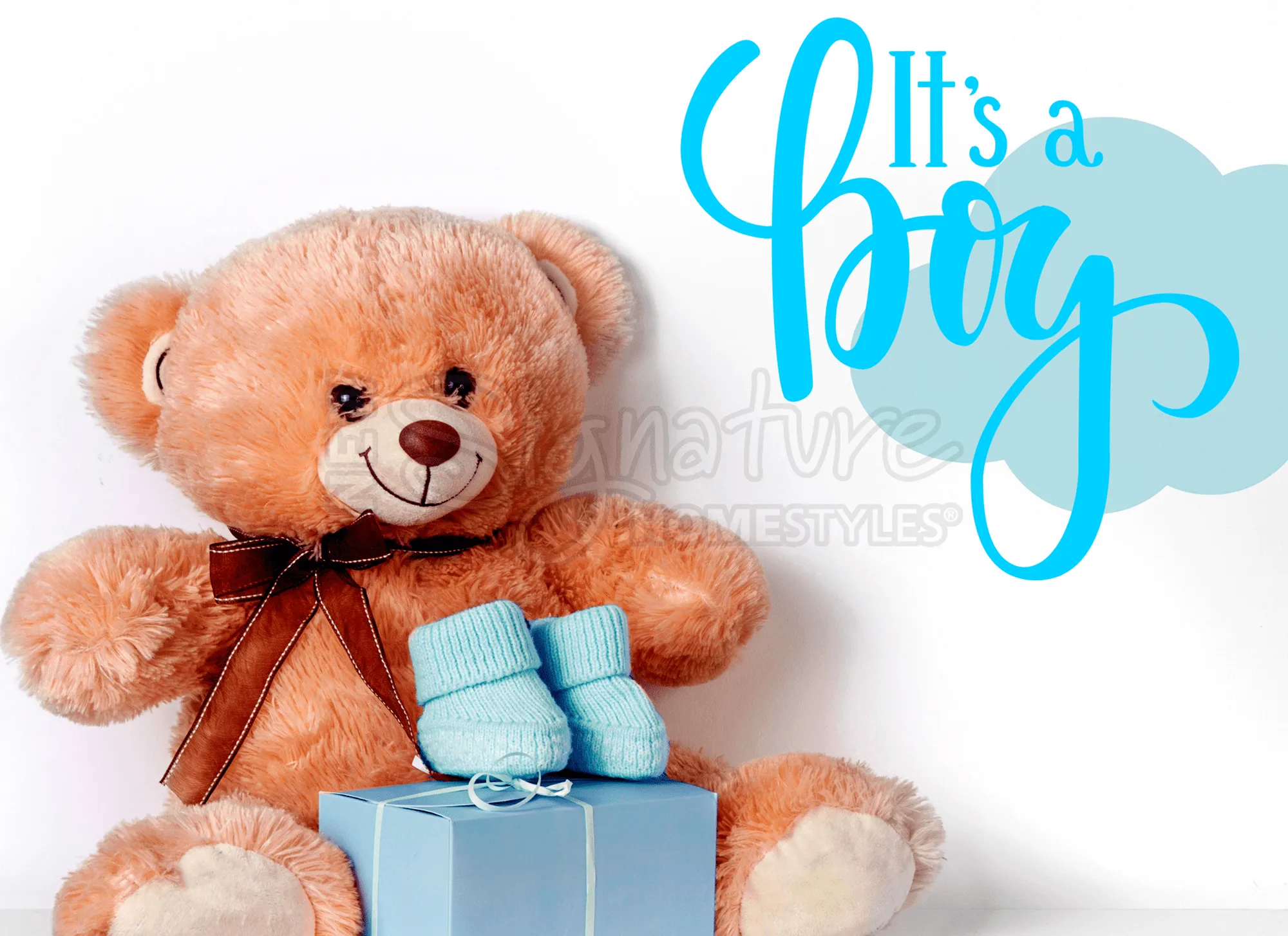 Bear It's A Boy Bundle- Sparkle Glass™ LED Cylinder with Bear it's A Boy Insert