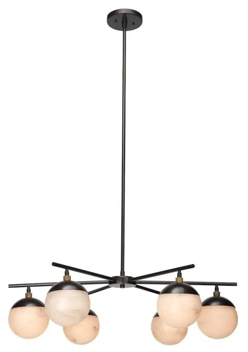 Bronze Alabaster Metro 6 Light Chandelier