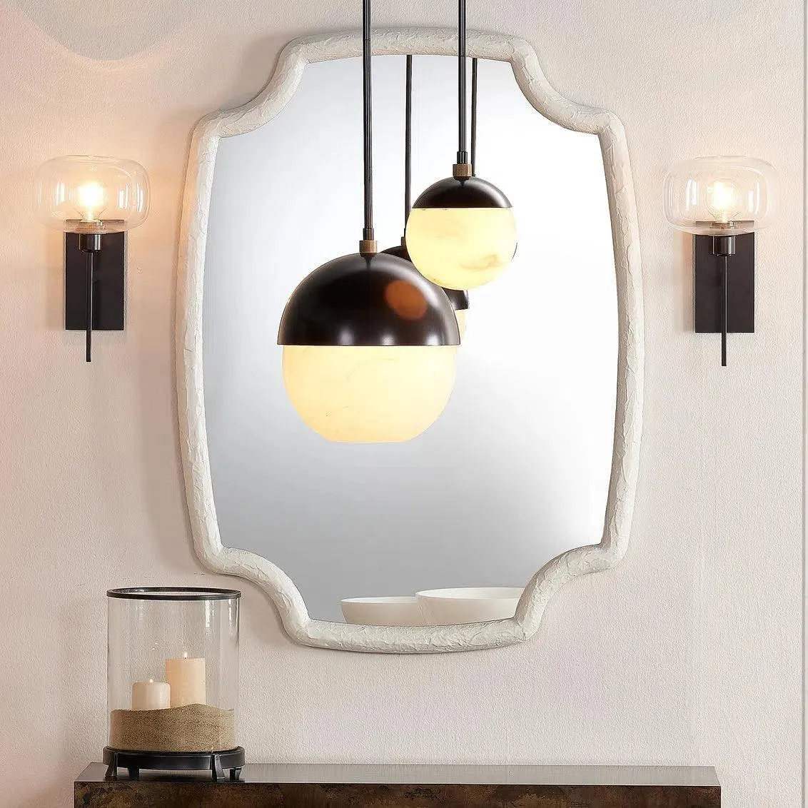 Bronze Alabaster Metro 6 Light Chandelier