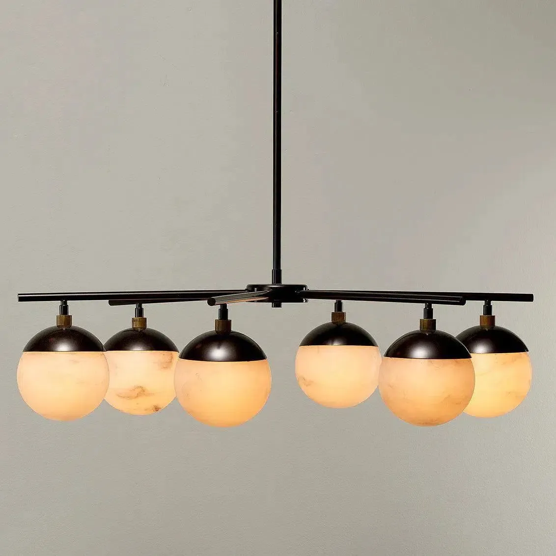 Bronze Alabaster Metro 6 Light Chandelier