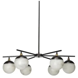 Bronze Alabaster Metro 6 Light Chandelier