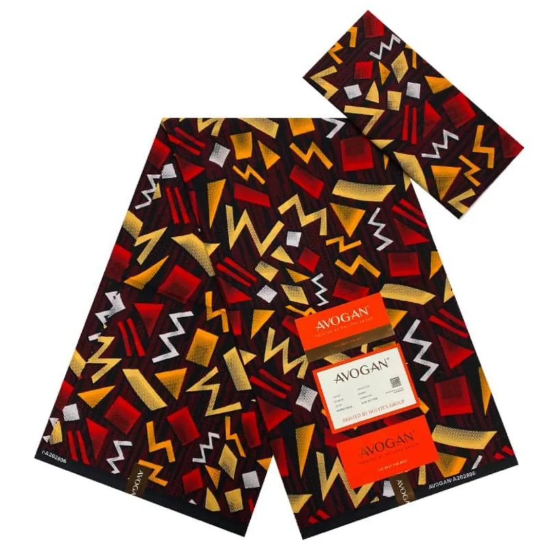 Brown with Abstract Shapes African Print - CA311