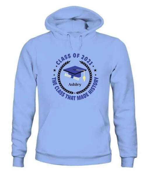 Class Of History Year Personalized Graphic Apparel - Year, Quote Color And Name can be customized