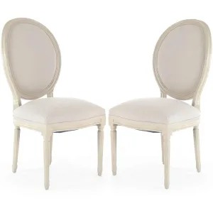 Cream Round Back Medallion Side Chairs