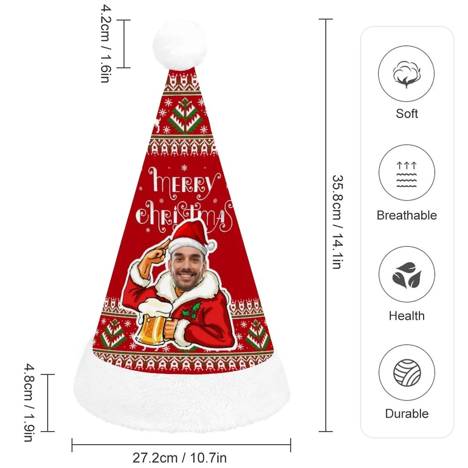 Custom Face Santa Claus Red Gift Christmas Hat