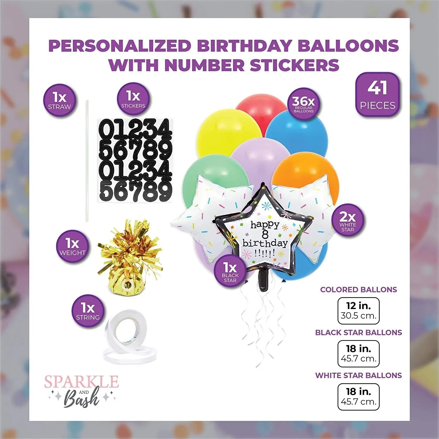 Customizable Happy Birthday Foil Star and Latex Balloons for Party Decor (43 Pieces)