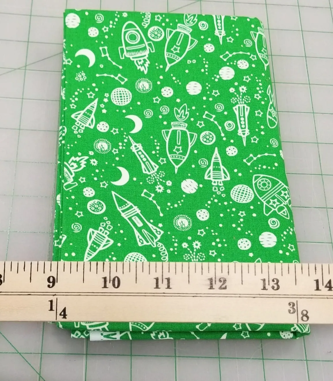 End of Bolt: 1 yard cuts- Total of 1 yard of Benartex Space Galaxy Green Remnant As pictured