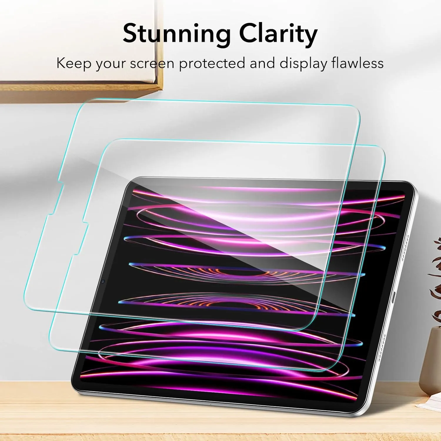 ESR iPad Pro 12.9 Tempered-Glass Scratch Resistant Screen Protector, Alignment Frame and HD Clarity, 2-Pack