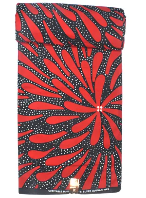 Fiery Red and Black Floral African Print - CA315