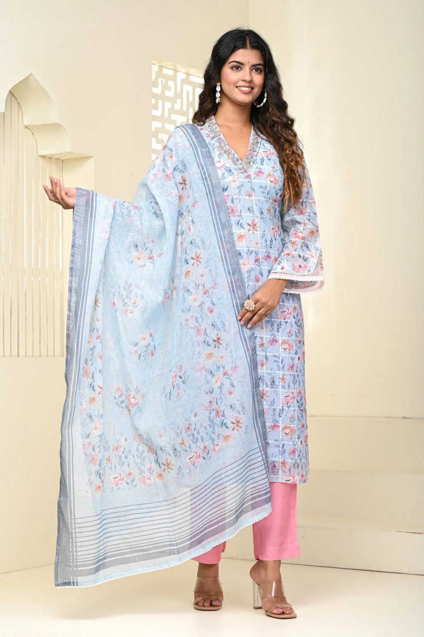 Firozi Printed Dupatta Set: A Symphony of Elegance and Comfort