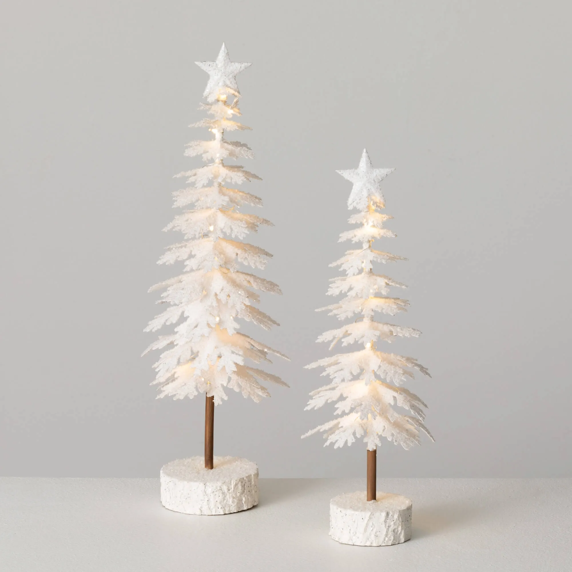 Flocked Led Tabletop Tree Set