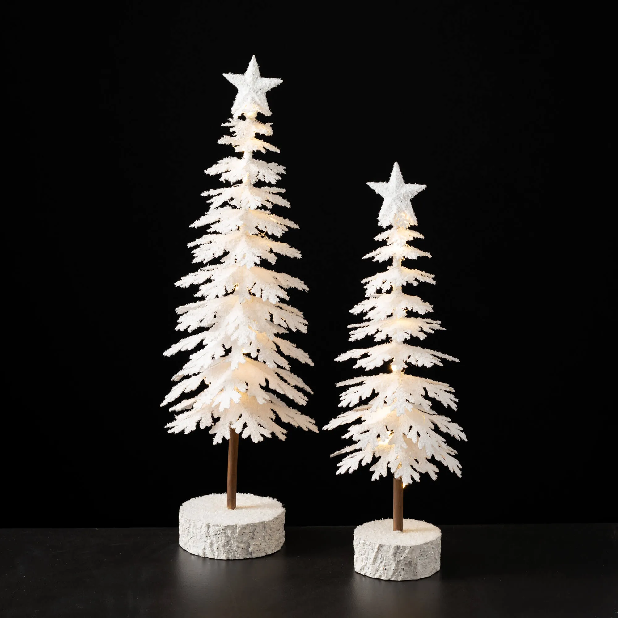 Flocked Led Tabletop Tree Set