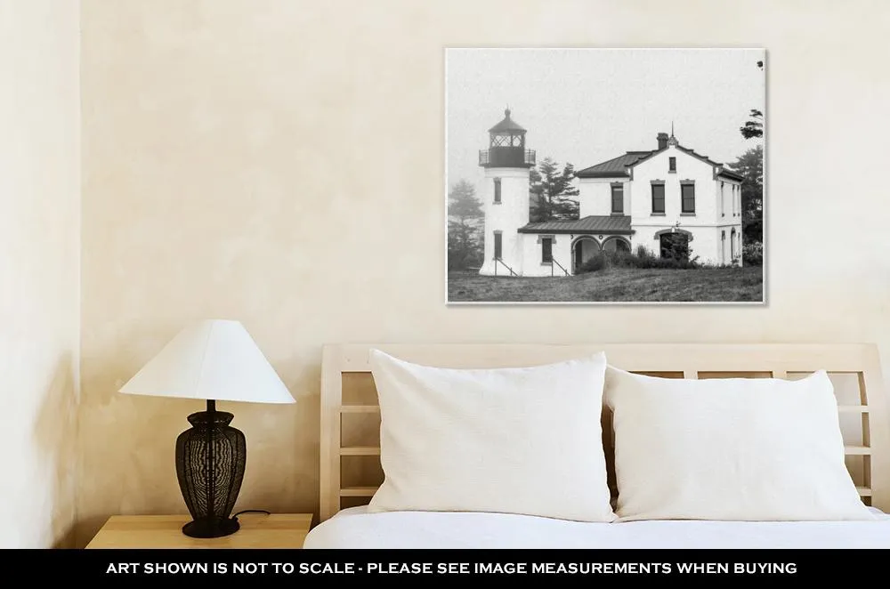 Gallery Wrapped Canvas, Black And White Lighthouse With Haunted Look