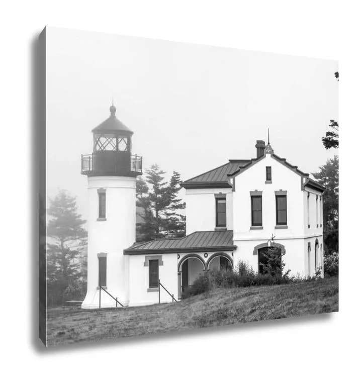 Gallery Wrapped Canvas, Black And White Lighthouse With Haunted Look