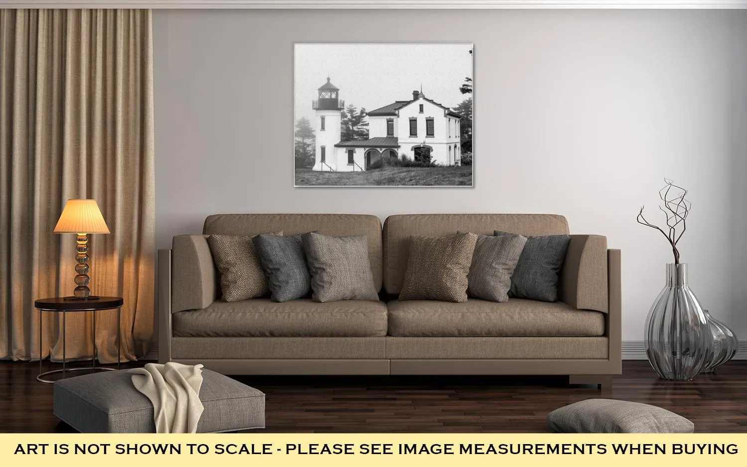 Gallery Wrapped Canvas, Black And White Lighthouse With Haunted Look