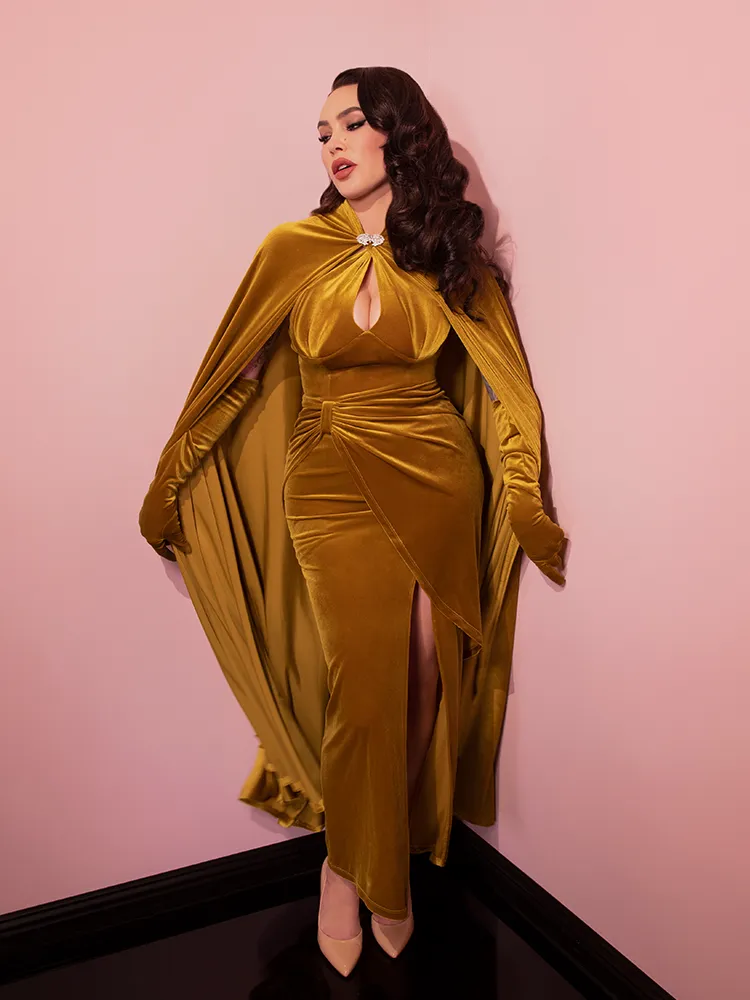 Golden Era Cape in Gold Velvet - Vixen by Micheline Pitt