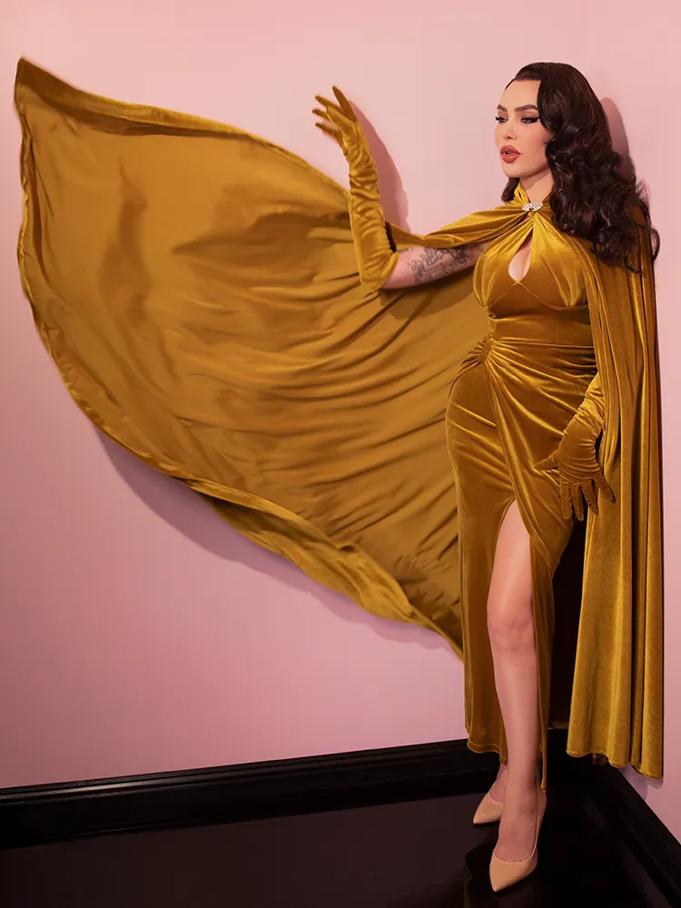 Golden Era Cape in Gold Velvet - Vixen by Micheline Pitt