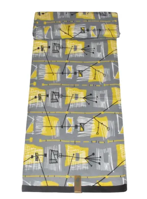 Grey. Yellow, Black and White Shapes African Print  - CA272