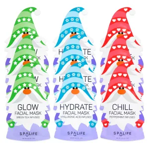 Holiday Gnomes Facial Mask Bundle - 9 Pack