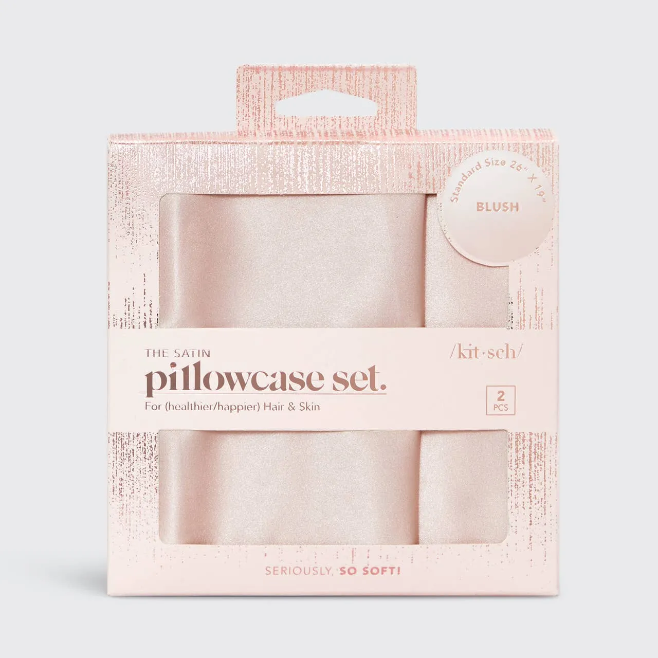 Holiday Satin Pillowcase 2pc Set - Blush