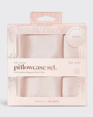 Holiday Satin Pillowcase 2pc Set - Blush