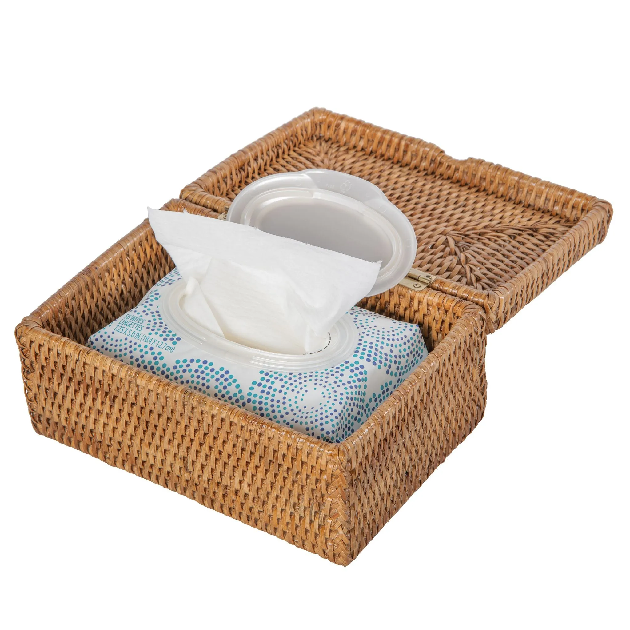 La Jolla Rattan Storage Box for Wet Wipes, Jewelery and More