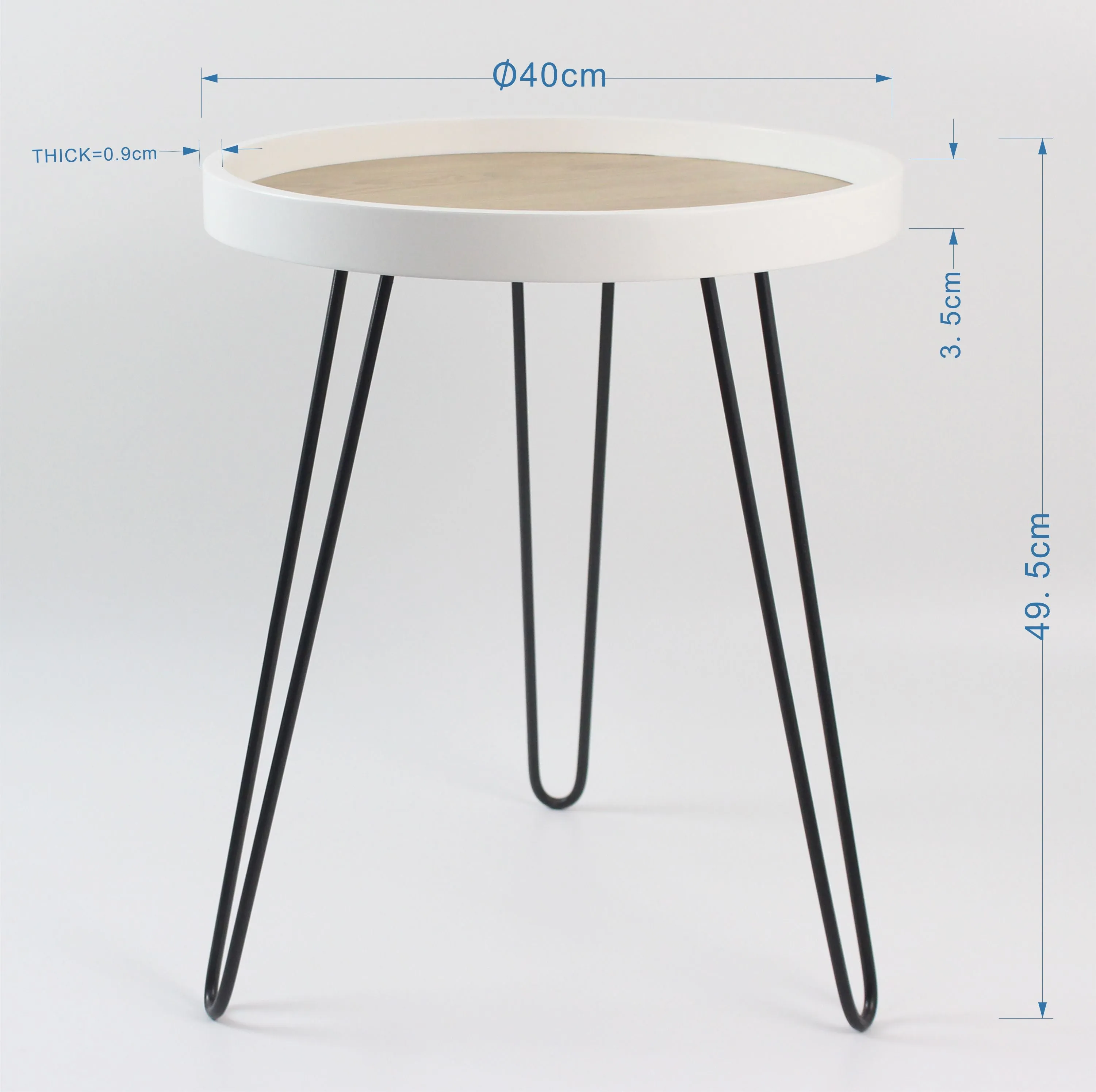 Maisie Side Table-Ash Veneer Top, Hairpin Legs