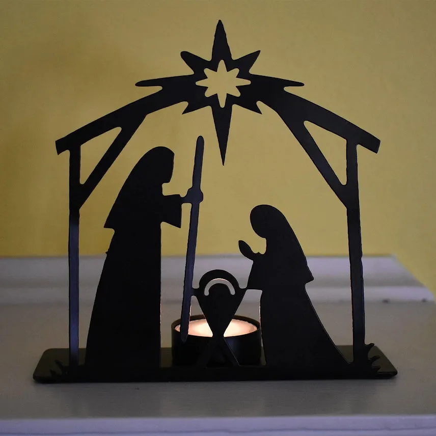 Metal Nativity Tea Light Holder