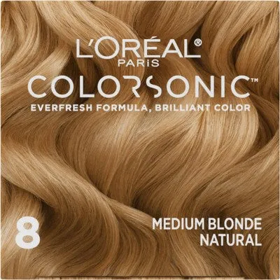 New - L'Oreal Paris Colorsonic Ammonia Free Permanent Hair Color Cartridge - Device Sold Separately - Medium Blonde Natural 8