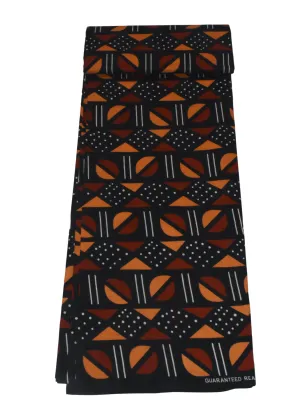 Orange, Brown, White and Black Shapes African Print - CA287