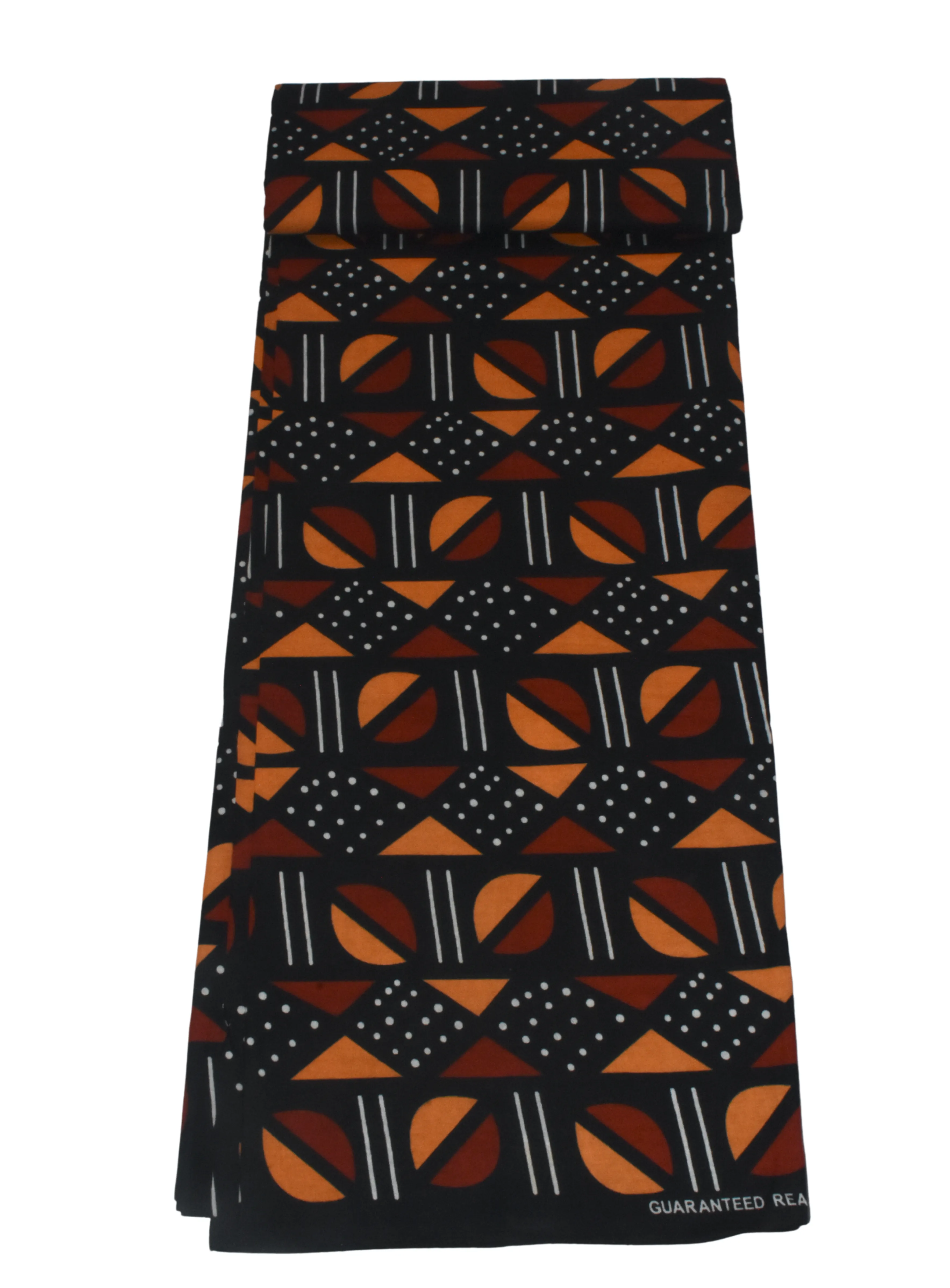 Orange, Brown, White and Black Shapes African Print - CA287