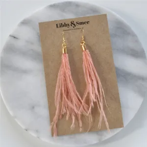 Peach Ostrich Feather Earrings