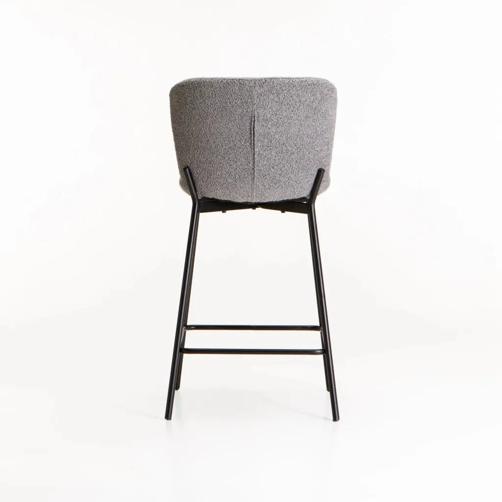 RAE BOUCLE FABRIC KITCHEN STOOL - GREY