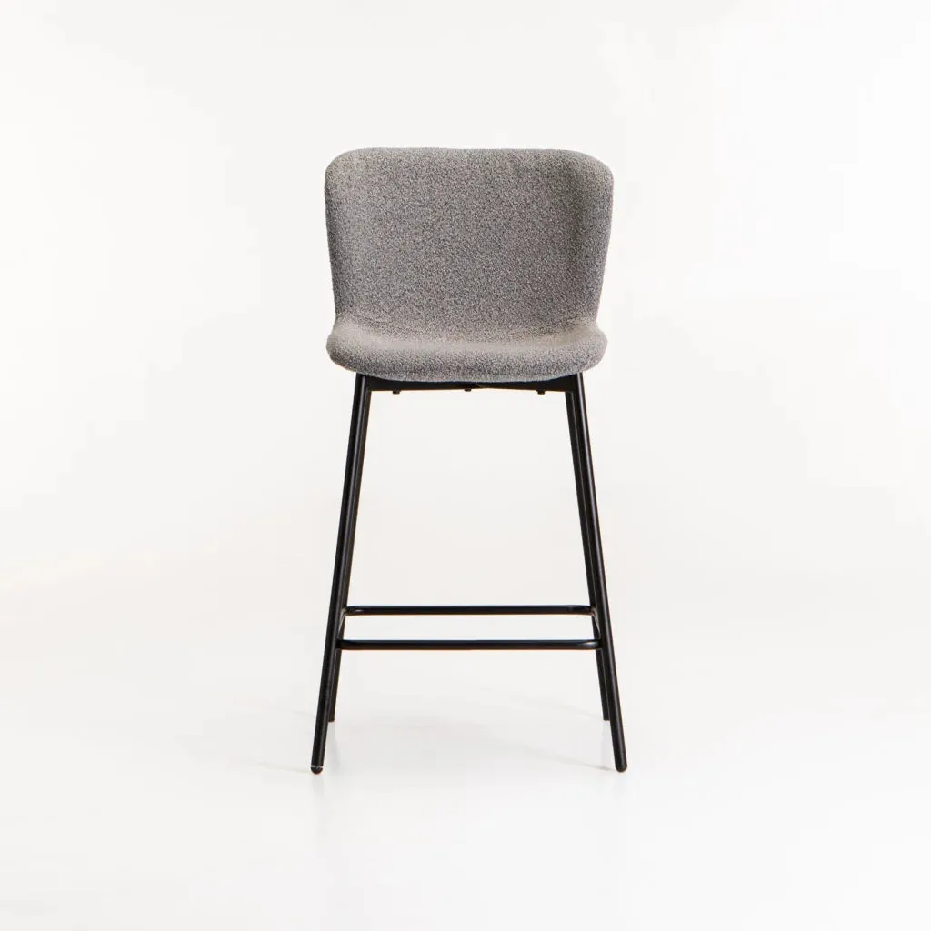 RAE BOUCLE FABRIC KITCHEN STOOL - GREY