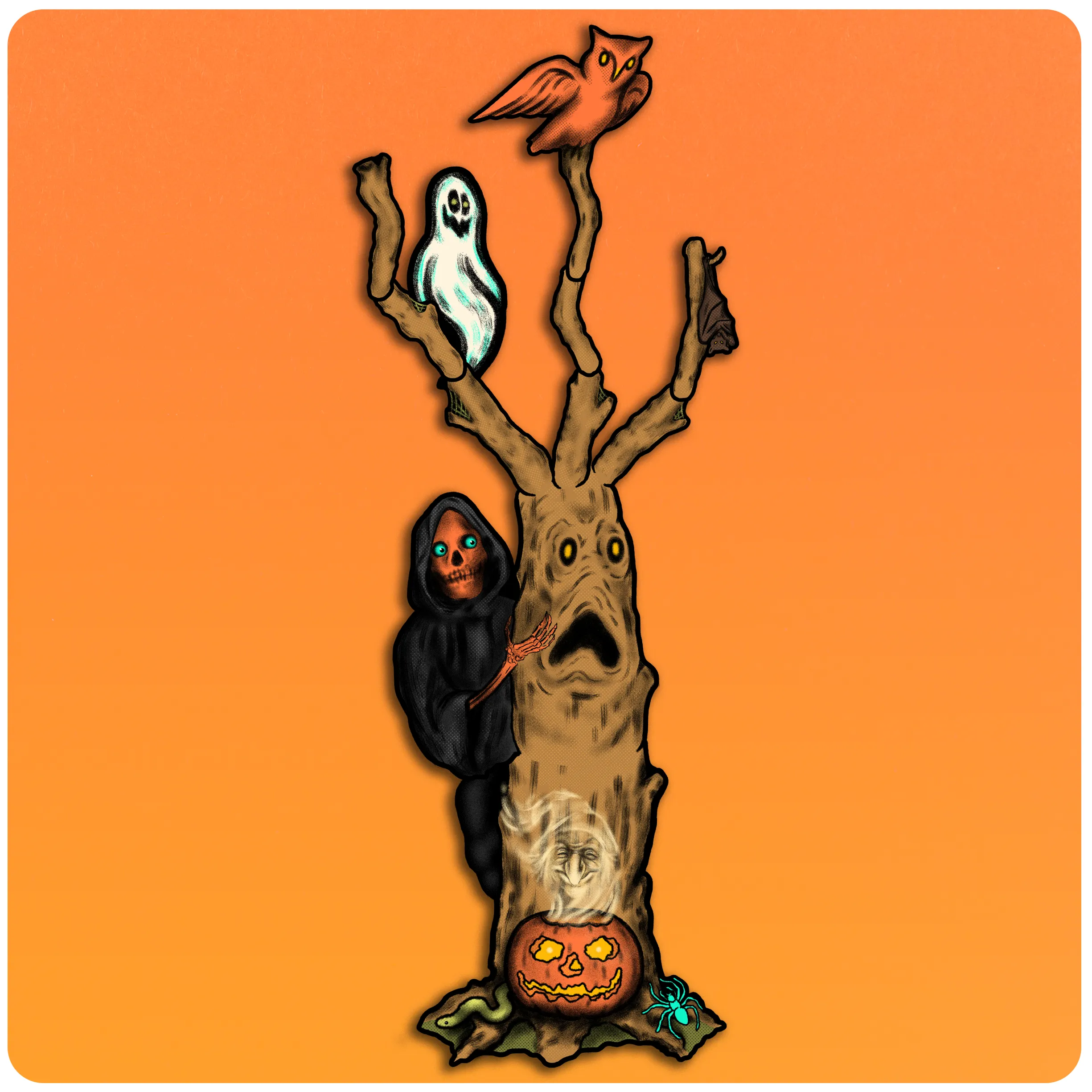 Retro Style Deluxe Halloween Spooky Tree Cutout Decoration