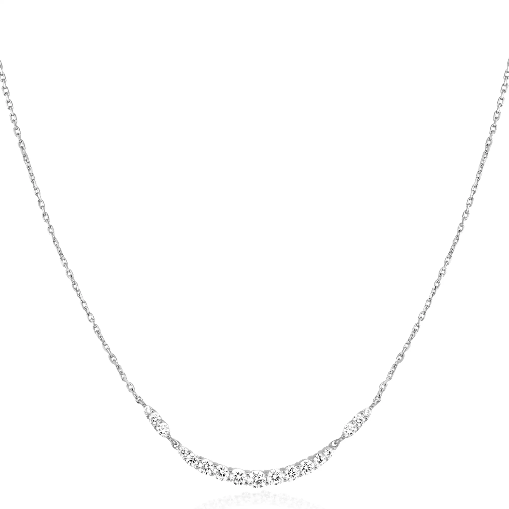 Silver Arc Pave Necklace