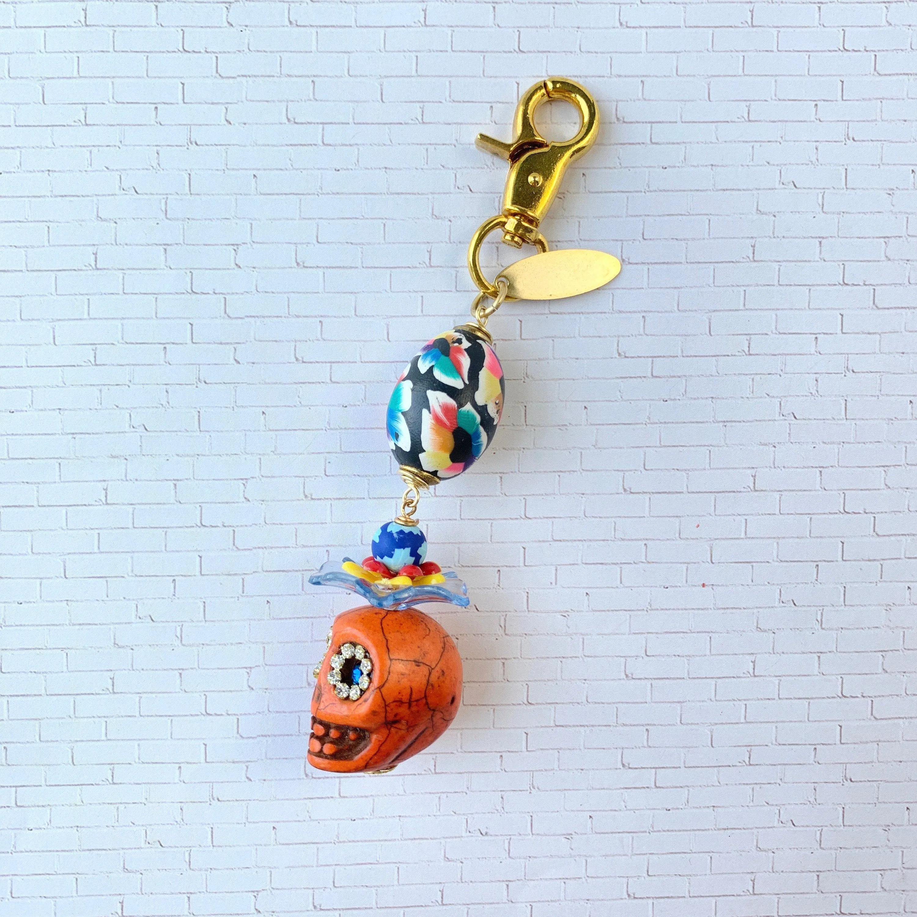 Sugar Skull Purse Charm - Choice of 3 Colors