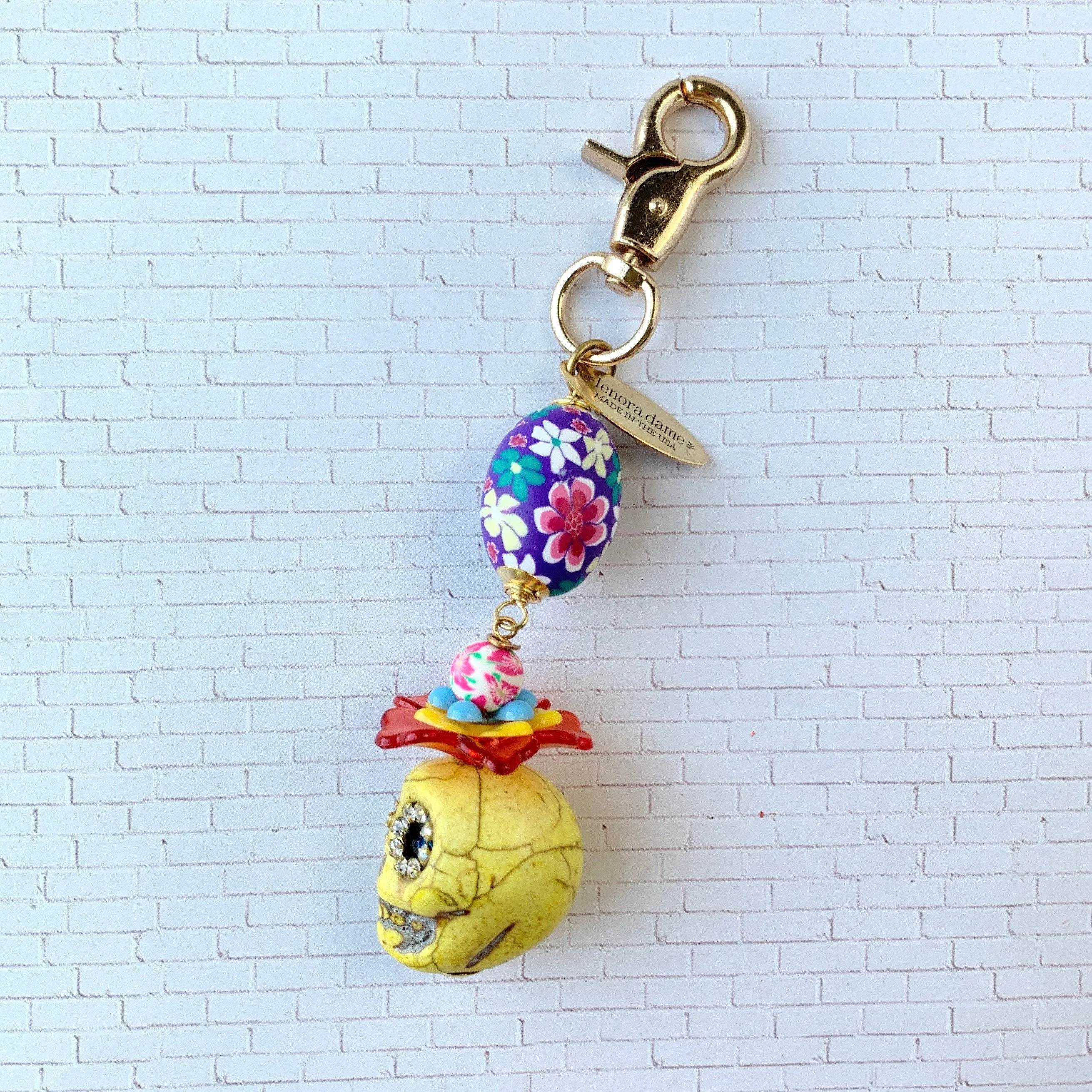 Sugar Skull Purse Charm - Choice of 3 Colors