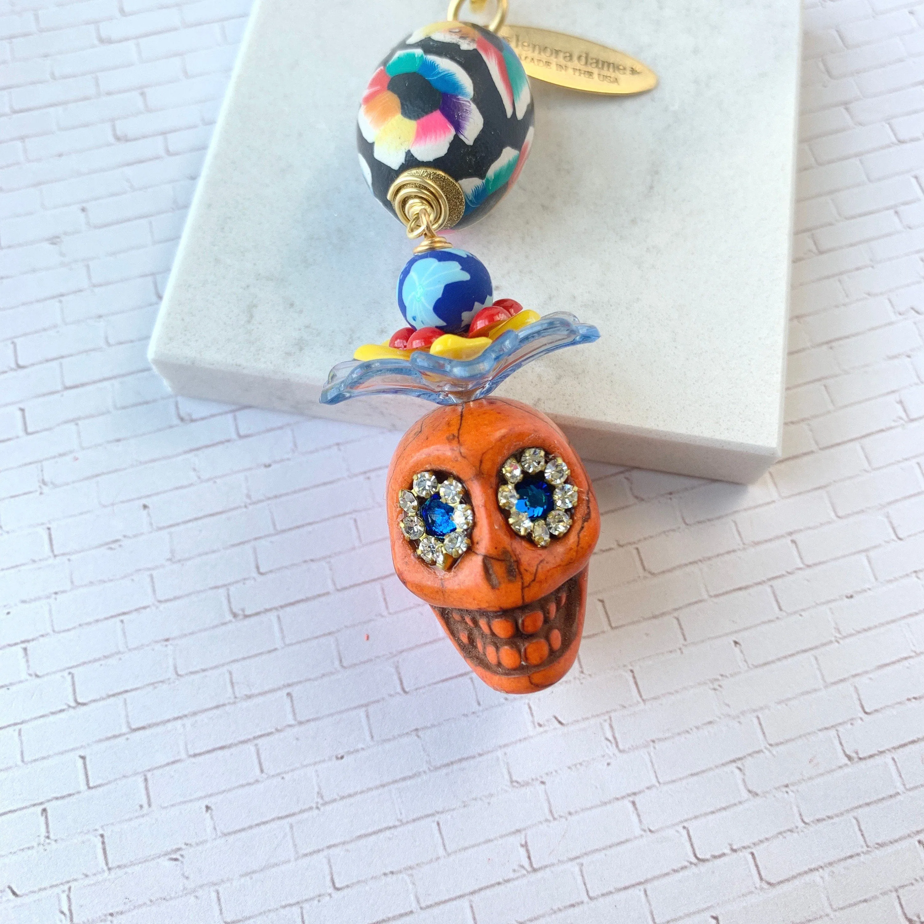 Sugar Skull Purse Charm - Choice of 3 Colors