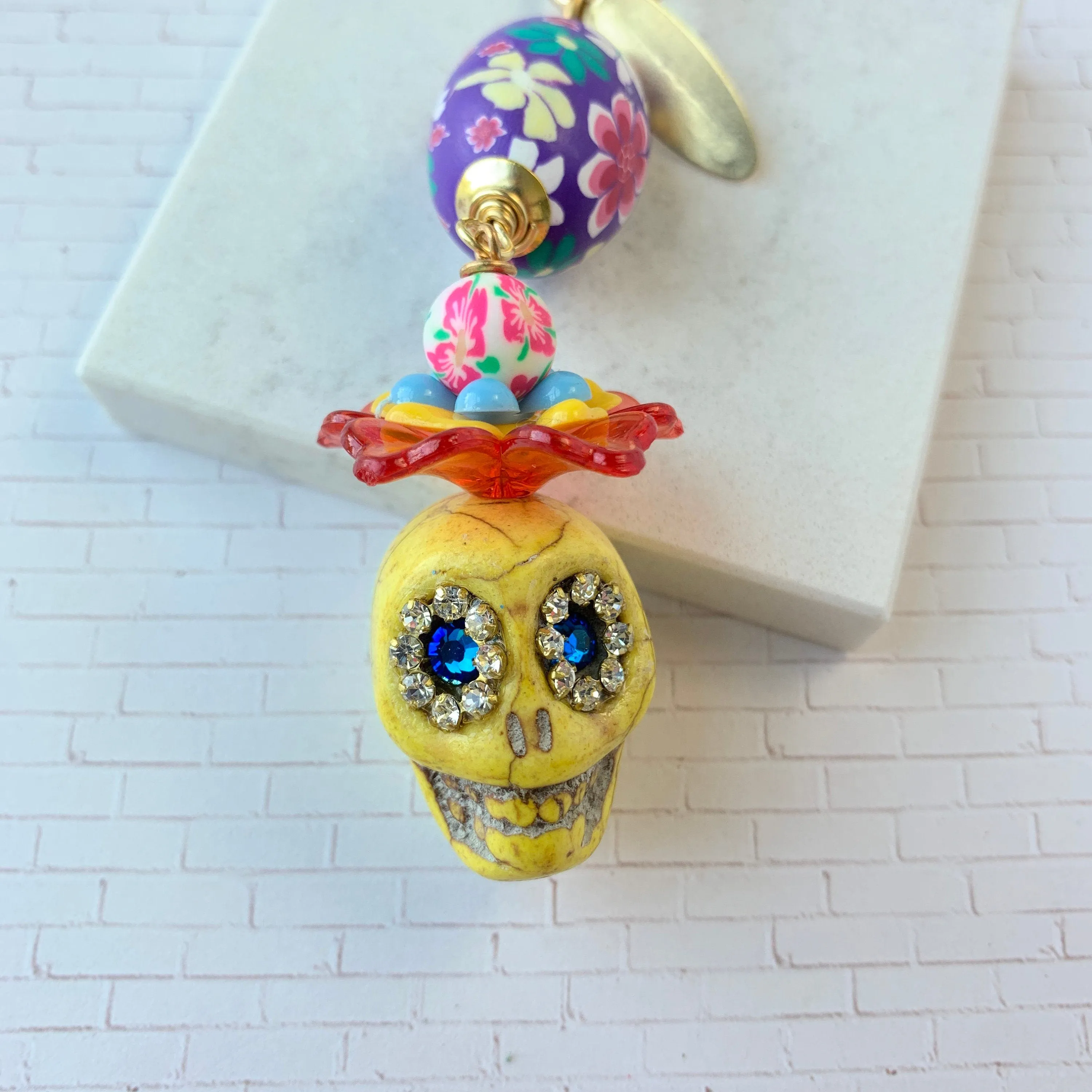 Sugar Skull Purse Charm - Choice of 3 Colors