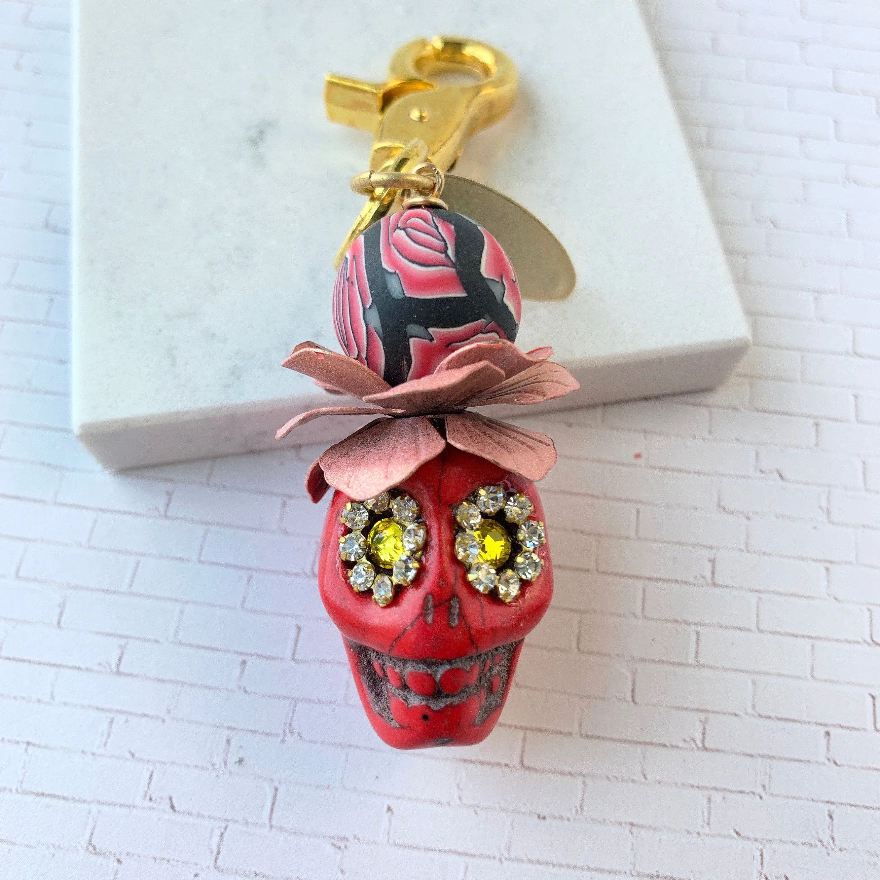 Sugar Skull Purse Charm - Choice of 3 Colors