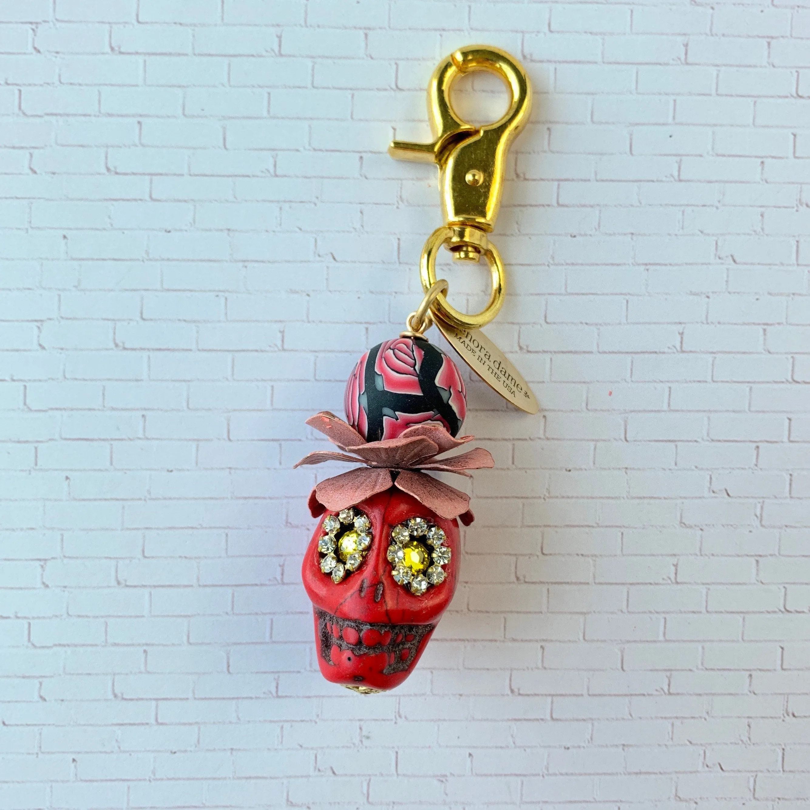 Sugar Skull Purse Charm - Choice of 3 Colors