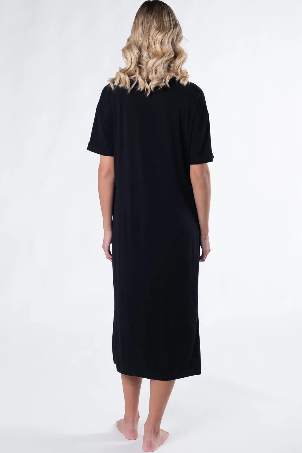 Teagan Bamboo T-Shirt Dress - Black