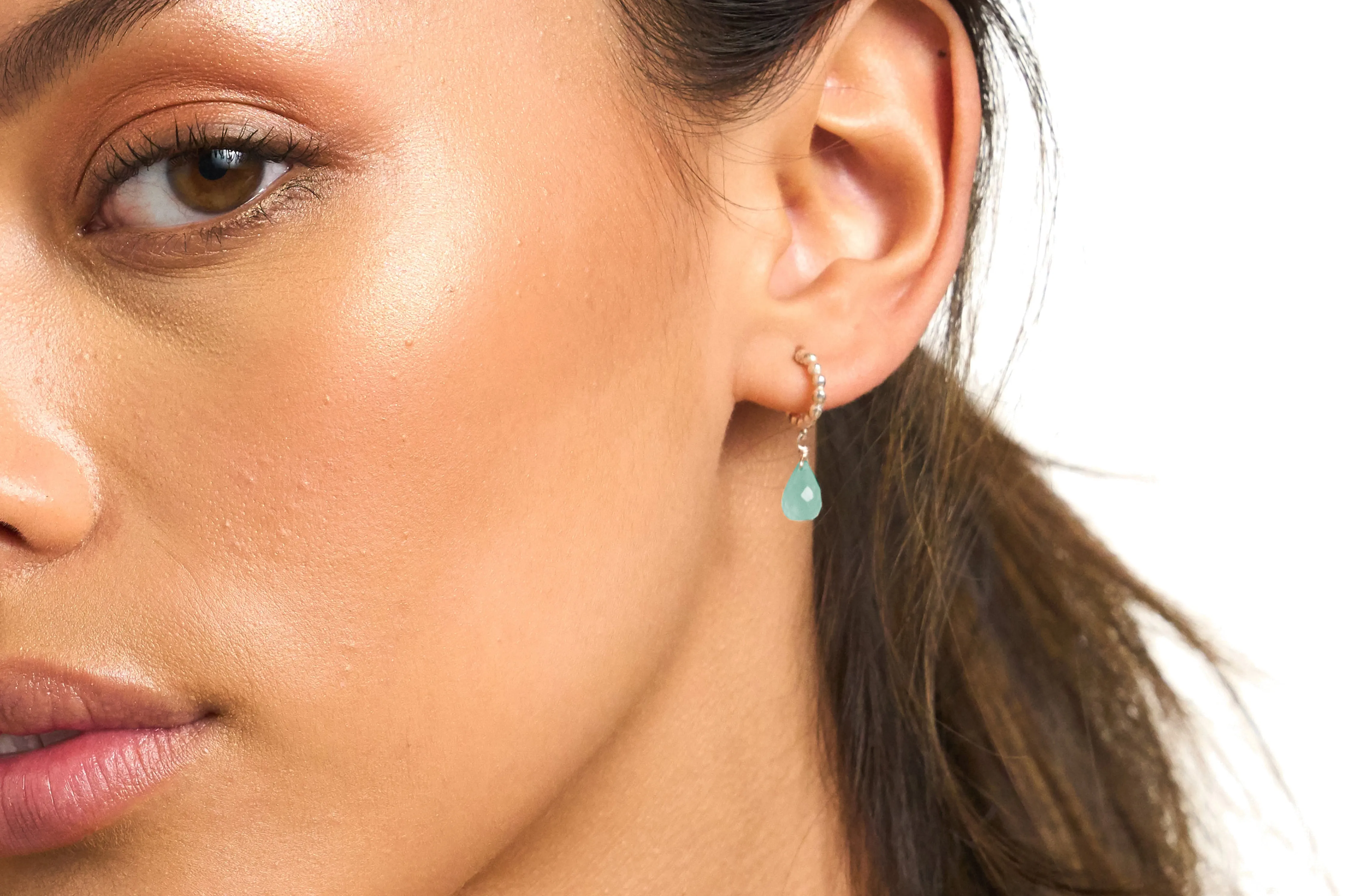 Vama | Gloria earrings | Metal-Sterling Silver | Stone-Aqua Chalcedony | Finish-Shiny